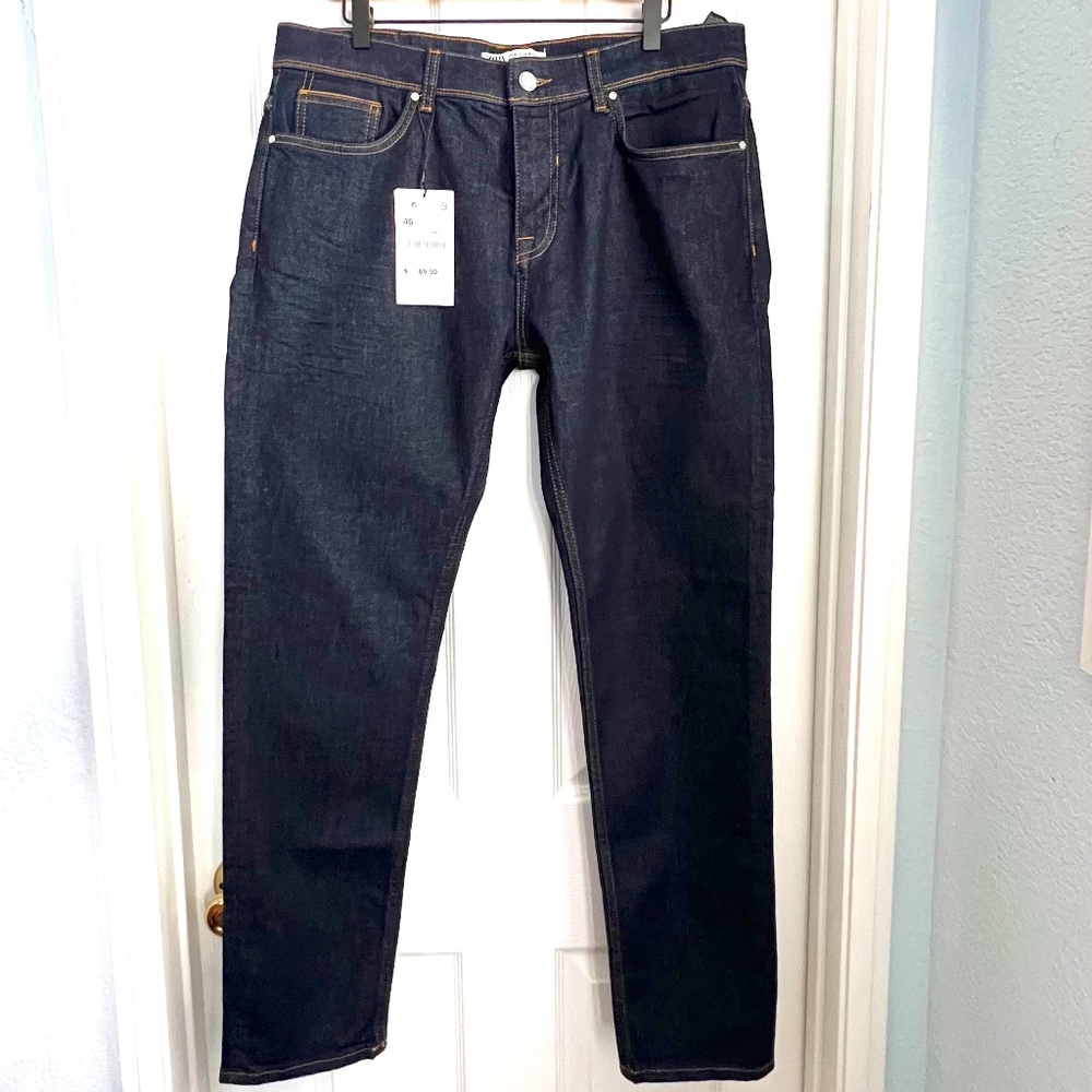 Zara Mens Premium Denim Dark Wash Slim Fit Jeans